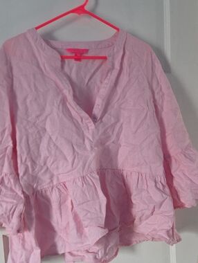Lilly Pulitzer Light Pink Ruffle Peplum Tunic
